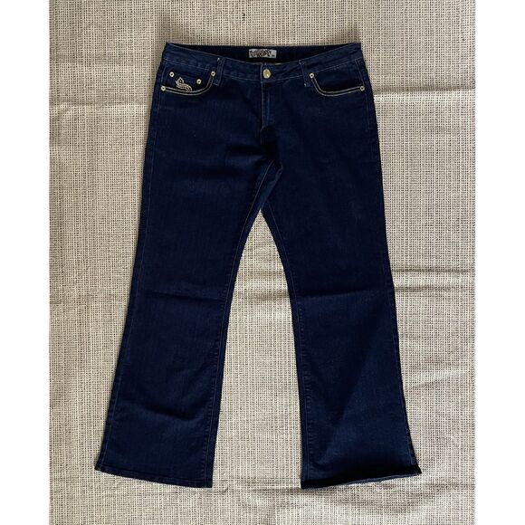 Crest Jeans Womens Bootcut Dark Wash Denim Metal Stud Embellished Pockets 15/16 - Picture 1 of 6